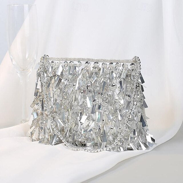 Fringe Crystal and Luxurious with Black Sparkling Clutch Evening