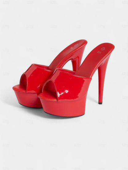 with Heels Patent Platform High Red Leather Women's