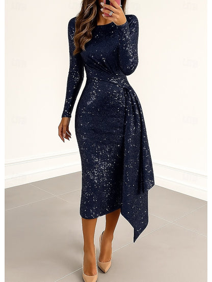 Dress Dresses Formal Column Sequined Cocktail Black Red Elegant