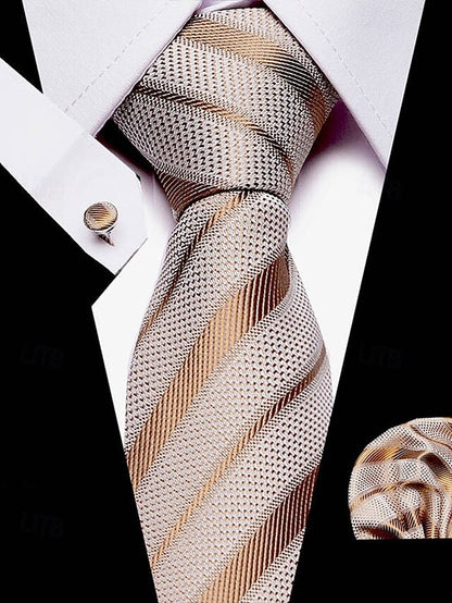 Men's Silk Checkered Square and Set Pocket Purple Tie –