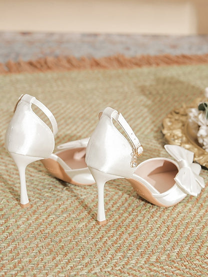 Strap Pointed – Classy Women's Ankle Pumps Bow Champagne