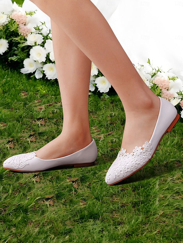Brides for Elegant Women's Ballet – White Flats Lace