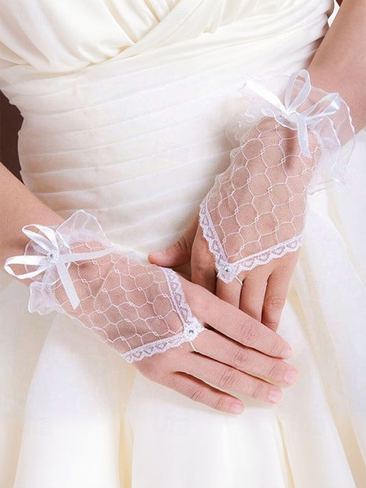 Lace Wedding Elegant Fingerless Bridal – Gloves White