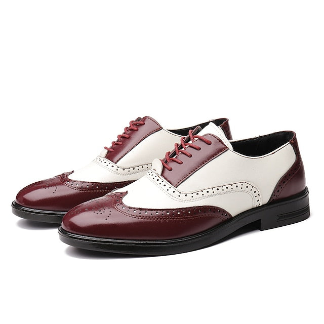 and White Oxford Shoes Wingtip Burgundy Brogue Men's