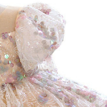 Color Short Solid Dress Sleeve Girls' Kids Party