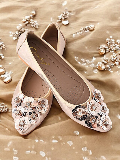Foldable Women's Floral Embellished Comfortable – Flats