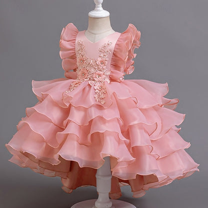 Girls' Dress Asymmetrical Floral Kids Party