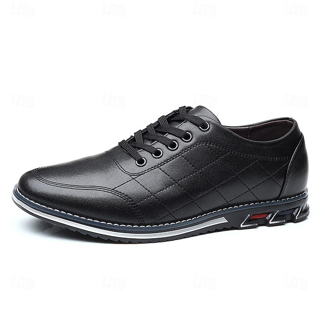 Men's Quilted Blue Faux Leather Sneakers - Stylish Lace-Up