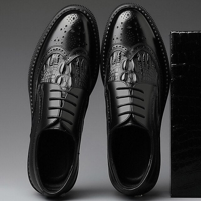 Crocodile Shoes - Brogue Men's Oxford Leather Brown