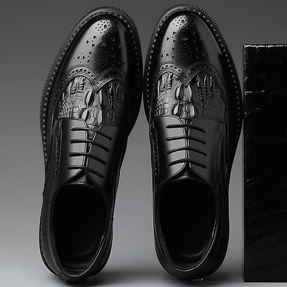 Crocodile Shoes - Brogue Men's Oxford Leather Brown