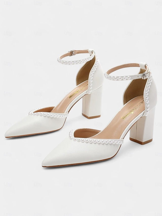 Wedding Heels Pearl-Embellished Elegant Women's