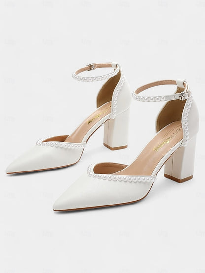 Wedding Heels Pearl-Embellished Elegant Women's