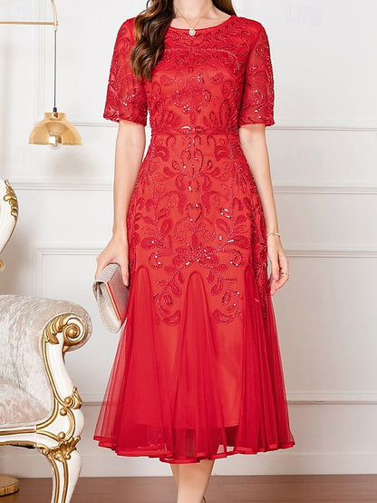 Elegant Beaded the V A-Line of Bride Dress Party Mother Vintage