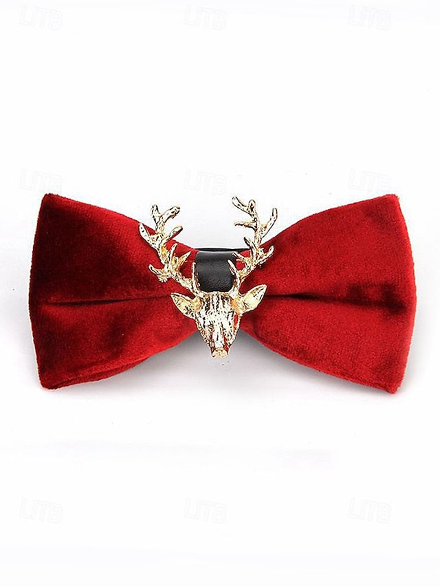 Bow with Velvet Pin Men's Deer Tie Gold Head