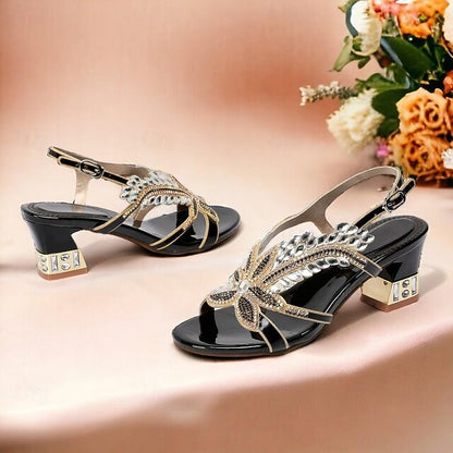 Round Rhinestone Women's Toe Sandals Wedding Shoes Party