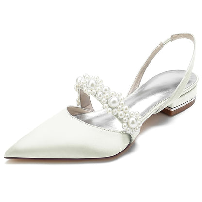 Pearl with Shoes Satin Women's Elegant White