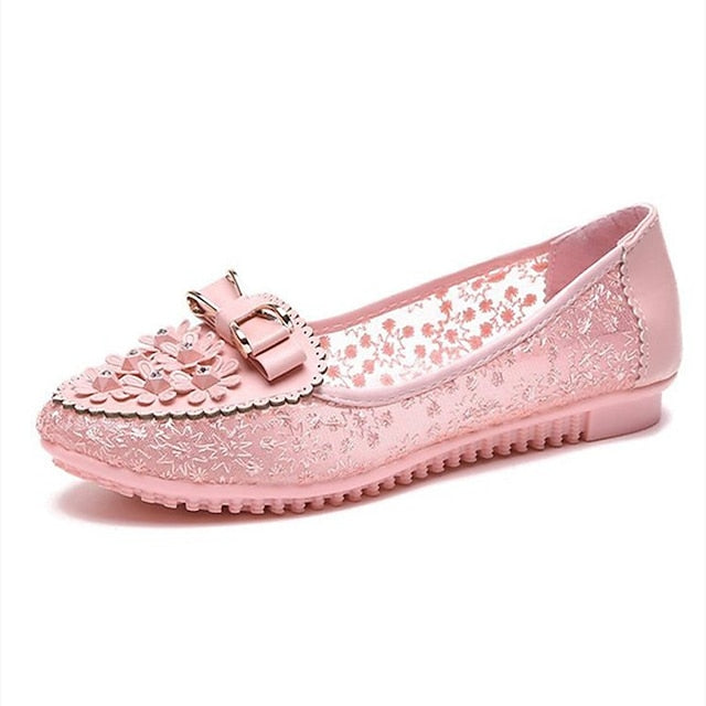 Bow Flats Pink Women's Lace and Details Floral - with