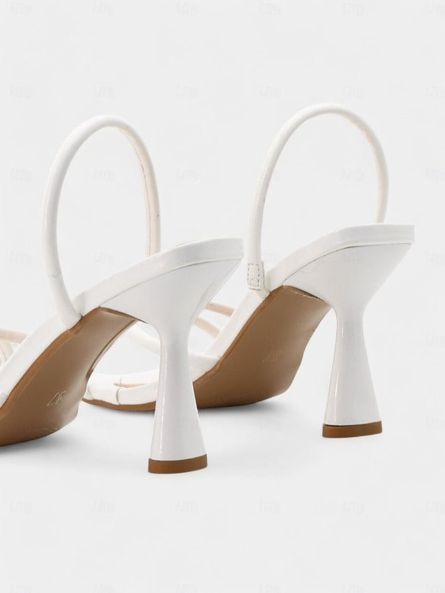 Sandals Strappy Square Beige – Design with Toe Heeled