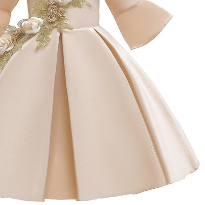 Sleeve Party Formal 3/4 Floral Dress Girls' Kids Length