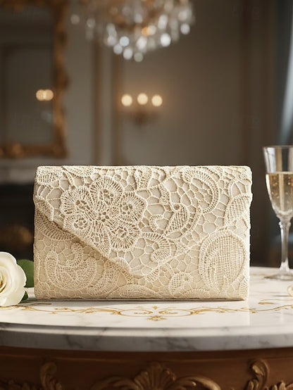 Women's Chain Clutch Evening Strap Bag with Lace