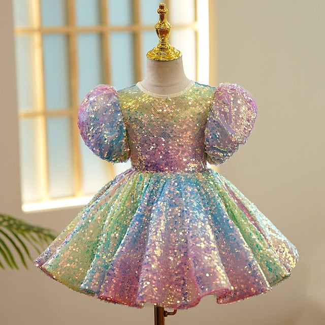 Sleeve Spring Summer Dress Short 3D colour Girls' Wedding