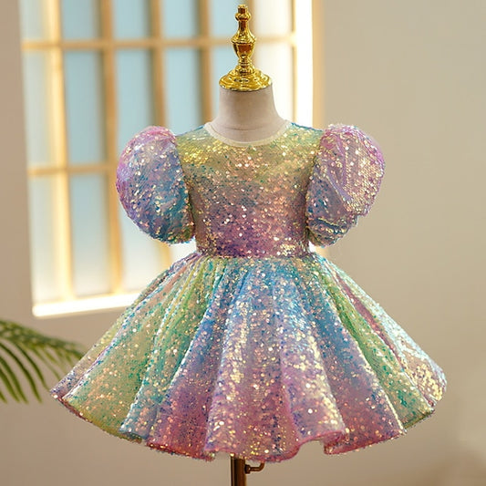 Sleeve Spring Summer Dress Short 3D colour Girls' Wedding
