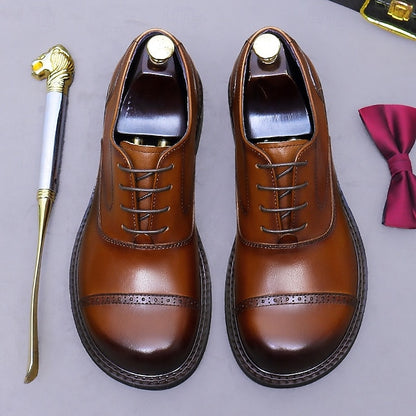 Cap Men's Leather Shoes- Toe First Genuine Oxford