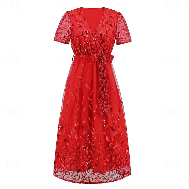 Mother Neck Elegant V Bride the A-Line Dress Sequin of