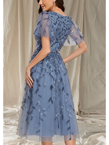 A-Line Wedding V Guest Neck Elegant of Bride Dress Mother the