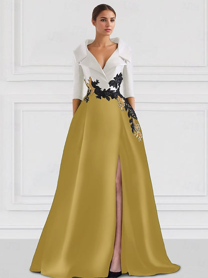A-Line Formal Elegant Floor Evening Dress Tuxedo Gown