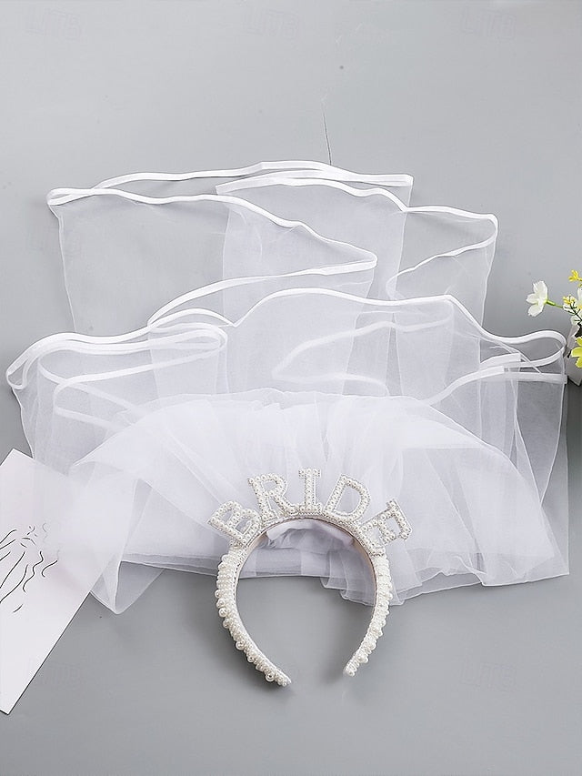 Veil Headband with 'BRIDE' Pearl-Embellished –