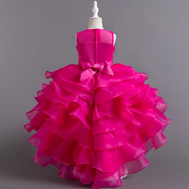 Girls' Dress Color Flower Kids Sequin Solid Party