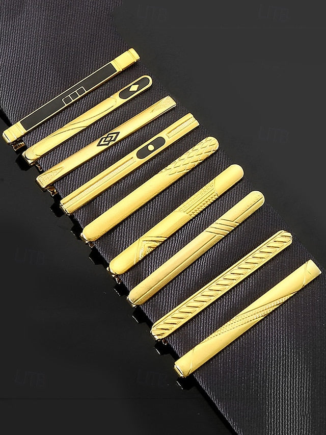 for with Design Elegant Inlay Tie Sleek Men Clip Gold Black –