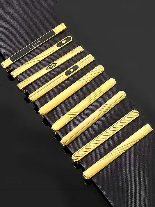 for with Design Elegant Inlay Tie Sleek Men Clip Gold Black –