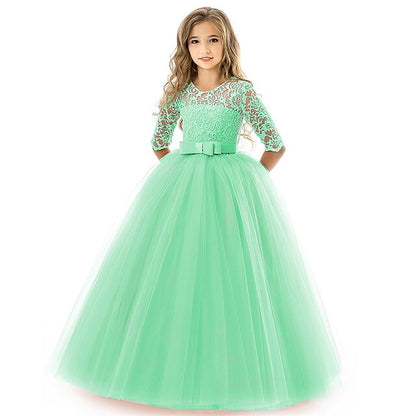 Dress Girls' Wedding Flower Girl Half Sleeve Kids