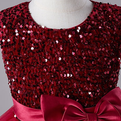 Party Sequin Wedding Kids Festival Girls' Sleeveless Dress