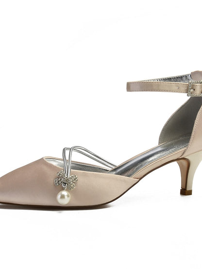 and Heels with Pearl Blue Satin Kitten Women's Dark