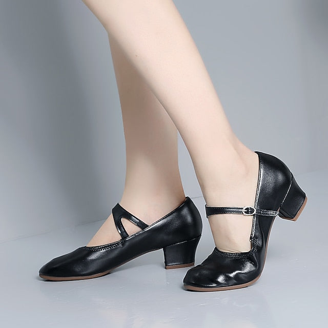 Heel Women's Jane Buckle Mary Shoes Gold Low Dance with