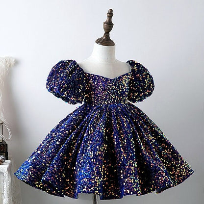Sleeve Spring Summer Dress Short 3D colour Girls' Wedding