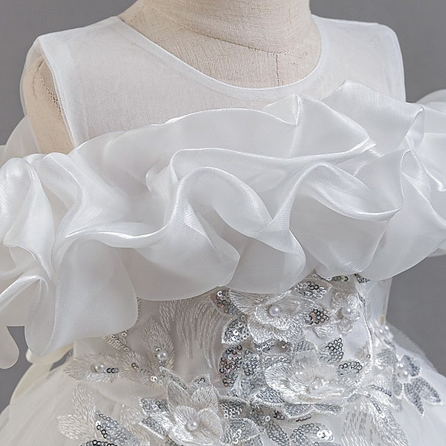 Party Sleeve Short Flower Girls' Kids Wedding Floral Dress