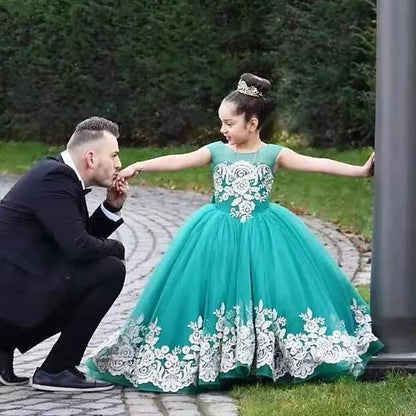 Kids Flower Girl Colored Dress Solid Floral Girls'