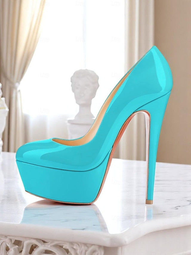 Platform Patent Pointed-Toe and with Heels Black Women's