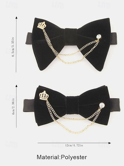 Detail Men's Bow Chain with Velvet Tie and Crown –