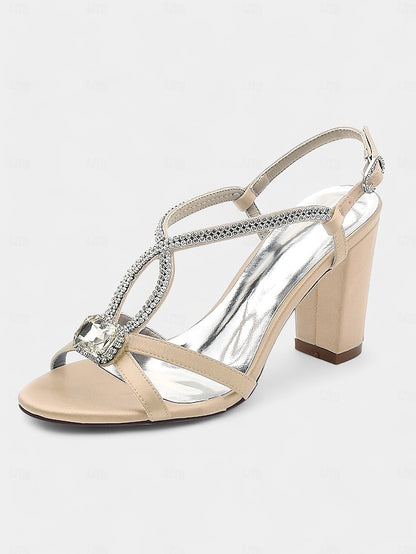 Sandals Satin Blue Royal Women's Elegant Rhinestone –