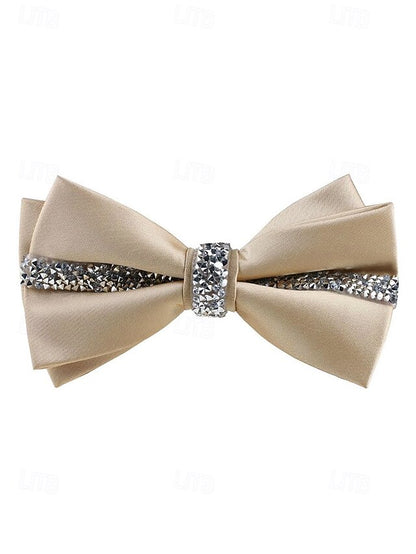Burgundy Embellishment Crystal Elegant Tie – Satin Bow with