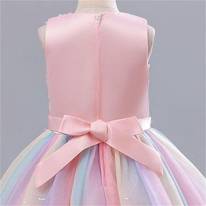 Party Dress Girls' Solid Flower Kids Girl Color