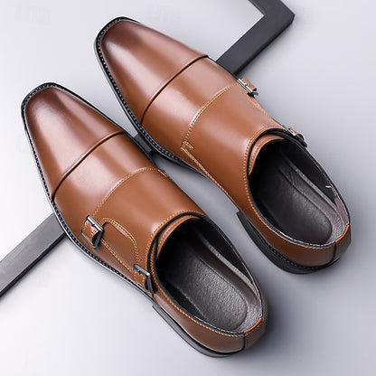 Double Elegant Shoes Monk Leather Strap Men's –