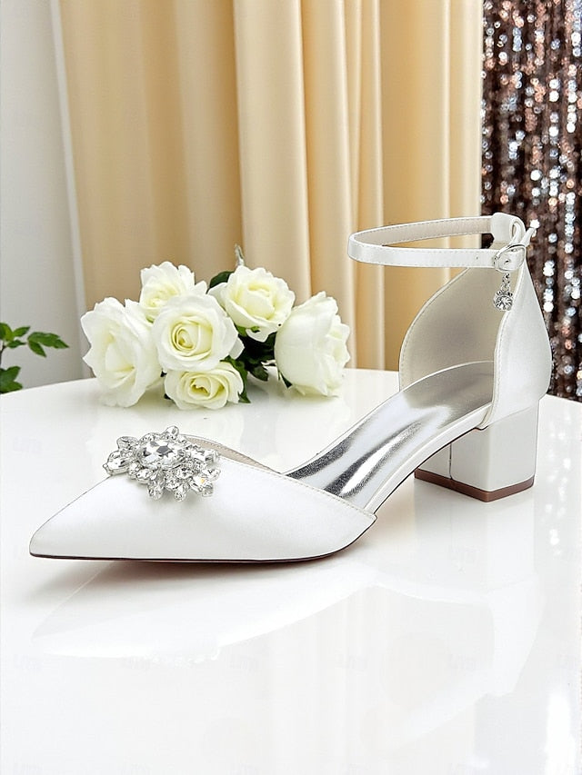 Burgundy Women's Heel with Satin Wedding Shoes Block