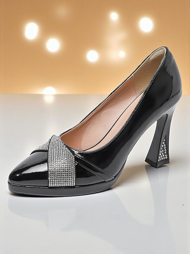 Burgundy Heels Patent with Pointed Women's Leather Toe