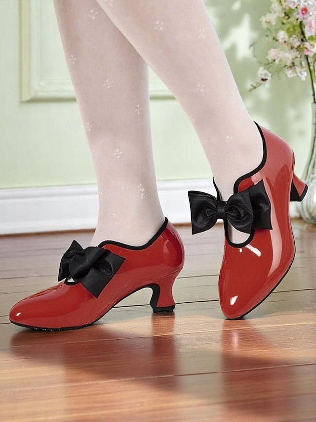 Leather Shoes Heel Red Patent Women's Low Vintage 1920s –